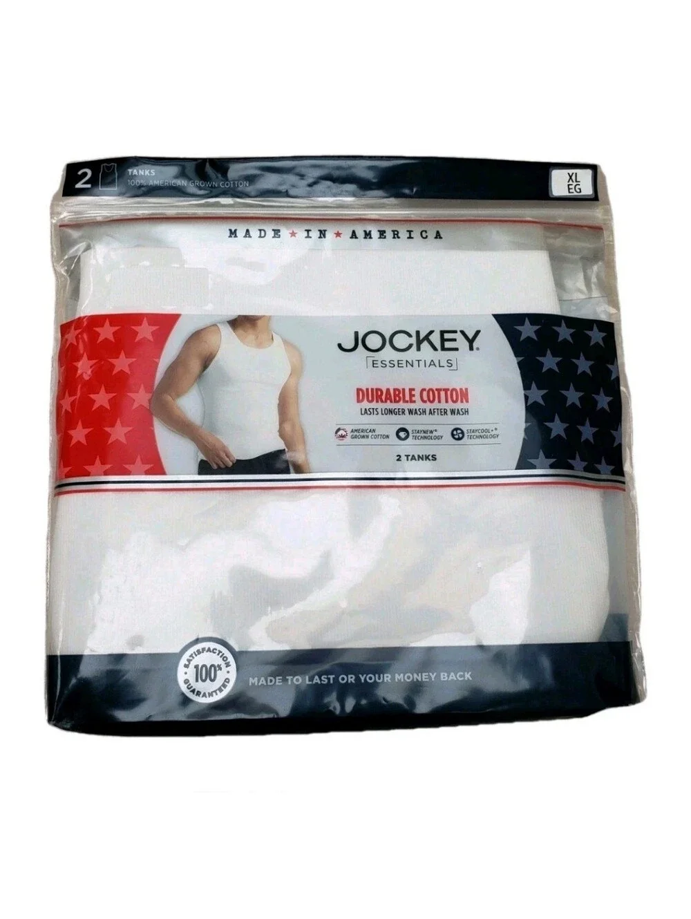 JOCKEY ESSENTIALS®: MEN'S MADE IN AMERICA®: 100% COTTON TANK TOP: 2 PK: SIZE: XL